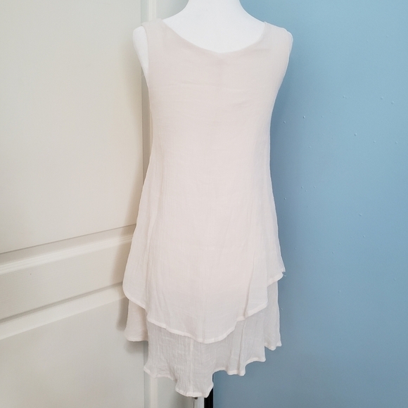 White Linen Tunic Tank Dress Medium - Picture 11 of 16